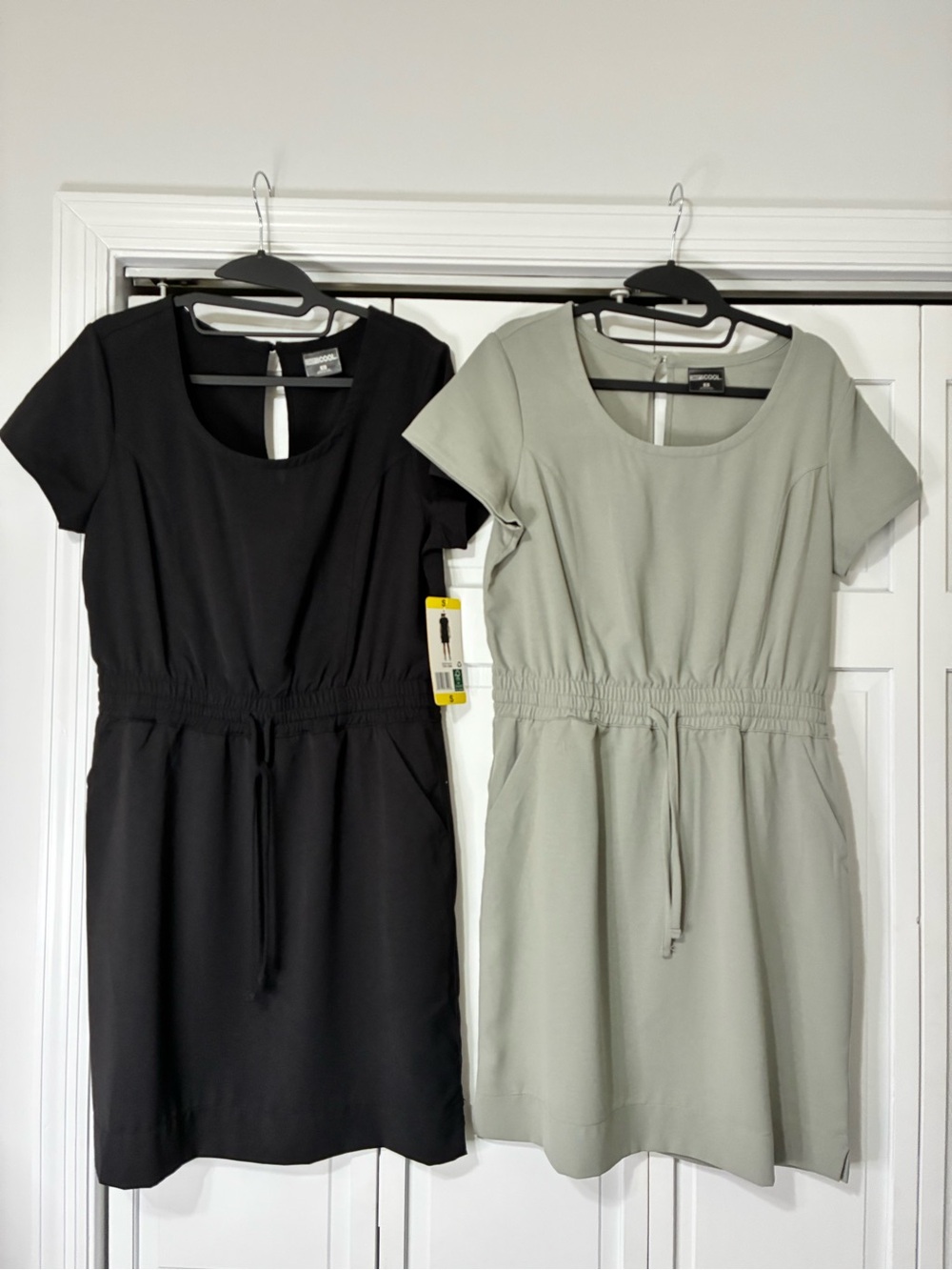 NEW Women’s 32 Cool Drawstring Waist Dresses - Black and Sage/Grey